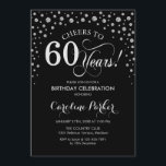 60th Birthday Party Invitation - Silver Black<br><div class="desc">60th Birthday Party Invitation.
Elegant design with faux glitter silver and black. Cheers to 60 Years! Message me if you need further customization.</div>