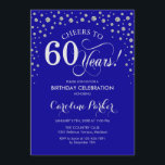 60th Birthday Party Invitation - Silver Royal Blue<br><div class="desc">60th Birthday Party Invitation.
Elegant design with faux glitter silver and royal blue. Cheers to 60 Years! Message me if you need further customization.</div>