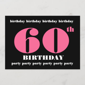 60th Birthday Party Invitation Template Pink Black