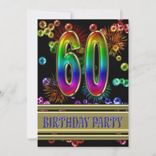 60th Birthday party Invitation with bubbles