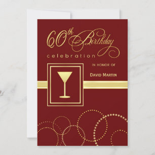 60th Birthday Party Invitations - Burgundy & Gold
