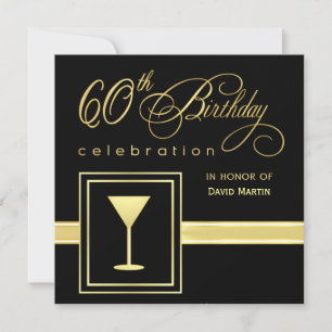 60th Birthday Party Invitations - Formal Square