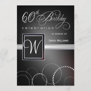 60th Birthday Party Invitations - with Monogram