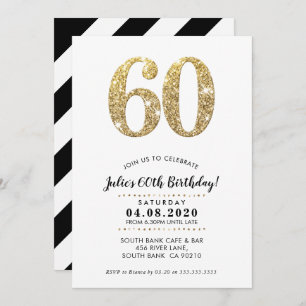 60TH BIRTHDAY PARTY INVITE modern gold glitter