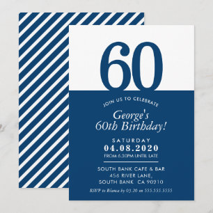 60TH BIRTHDAY PARTY INVITE modern minimal black