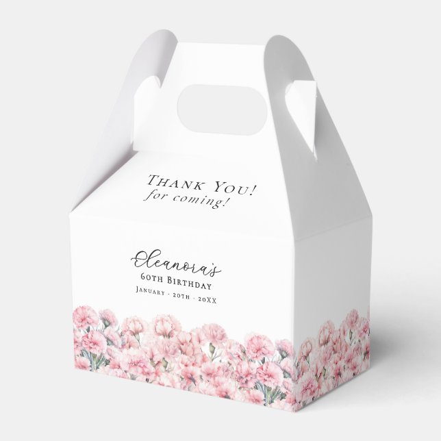 60th Birthday Party January Birth Month Flower  Favour Box (Back Side)