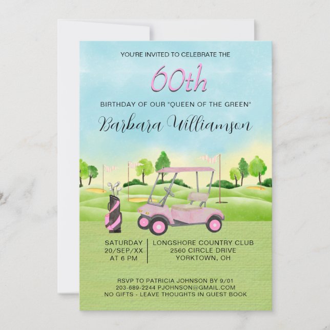 60th Birthday Party Lady Golfer Theme Invitation (Front)