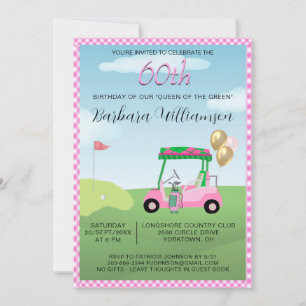 60th Birthday Party Lady Golfer Theme Invitation