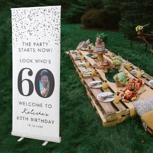 60th Birthday Party Look Who's 60 Modern Photo Retractable Banner