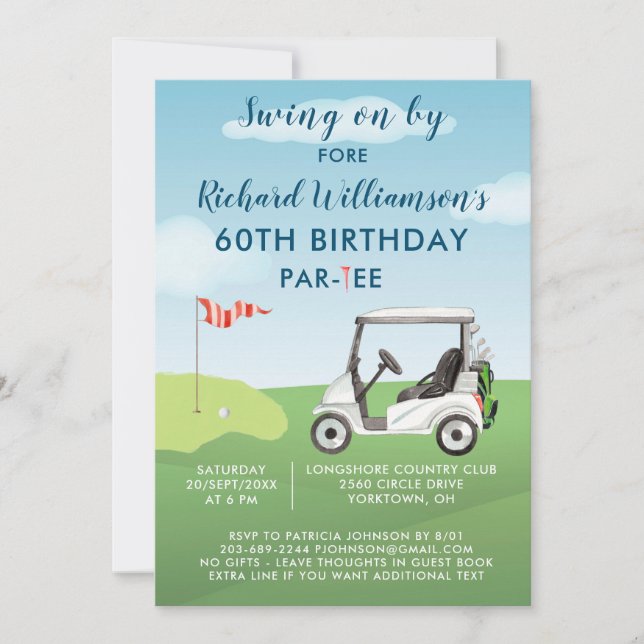 60th Birthday Party Men's Golf Theme Party   Invitation (Front)