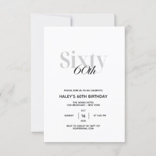 60th Birthday Party Minimal Chic Invitation