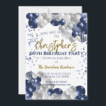 60th Birthday Party Navy Balloons Invitation<br><div class="desc">A gorgeous 60th birthday party or celebration invitation. A fabulous navy blue and silver balloons design with lots of space for your party details - perfect to announce a celebration for sixtieth party. Stylish flat card invitation.</div>
