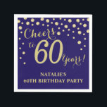 60th Birthday Party Navy Blue and Gold Diamond Napkin<br><div class="desc">60th Birthday Party Invitation with Navy Blue and Gold Glitter Diamond Background. Gold Confetti. Adult Birthday. Man or Woman Birthday. For further customisation,  please click the "Customise it" button and use our design tool to modify this template.</div>