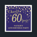 60th Birthday Party Navy Blue and Gold Diamond Napkin<br><div class="desc">60th Birthday Party Invitation with Navy Blue and Gold Glitter Diamond Background. Gold Confetti. Adult Birthday. Man or Woman Birthday. For further customisation,  please click the "Customise it" button and use our design tool to modify this template.</div>