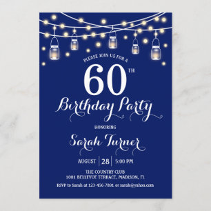 60th Birthday Party - Navy Blue Invitation