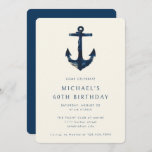 60th Birthday Party Navy Blue Nautical Anchor Invitation<br><div class="desc">60th Birthday Party Modern Elegant Navy Blue Nautical Anchor Invitation</div>