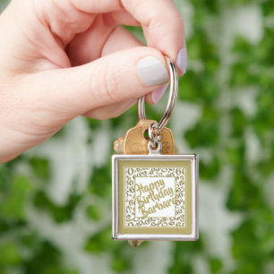 60th Birthday Party Number Pattern Gold White Key Ring