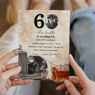 60th Birthday Party   Old Timer Car & Whiskey  Invitation