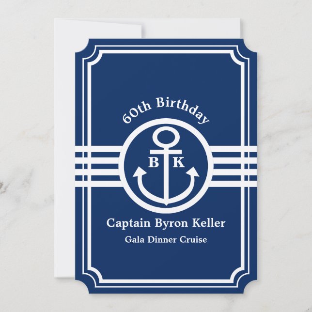 60th Birthday Party on a Boat Nautical Custom Invitation (Front)