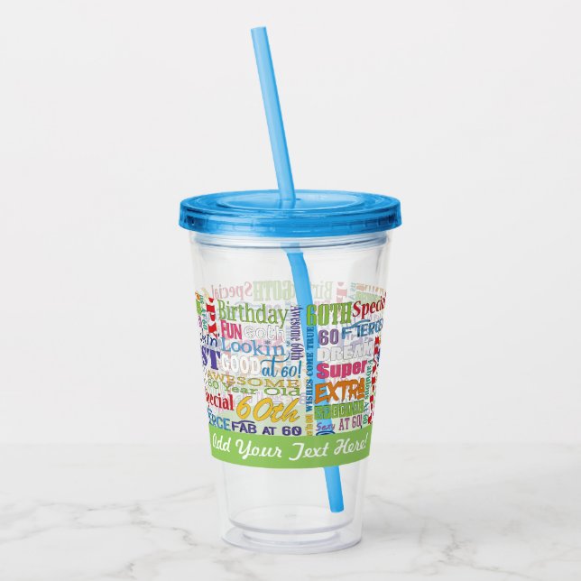 60th Birthday Party Personalised Gifts Acrylic Tumbler (Left)