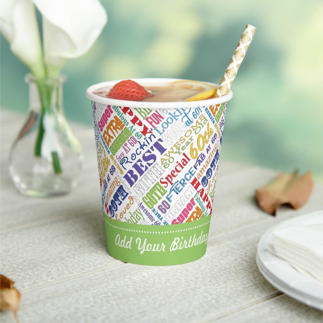 60th Birthday Party Personalised Gifts Paper Cups (Insitu)