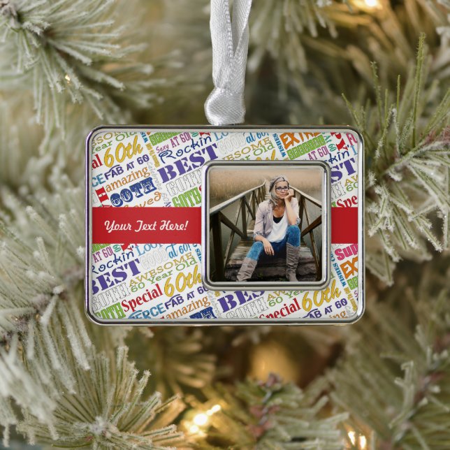 60th Birthday Party Personalised Gifts Silver Plated Framed Ornament (Tree)