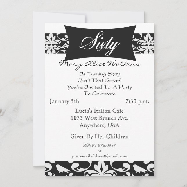 60th Birthday Party Personalised Invitation (Front)