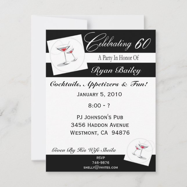 60th Birthday Party Personalised Invitation (Front)