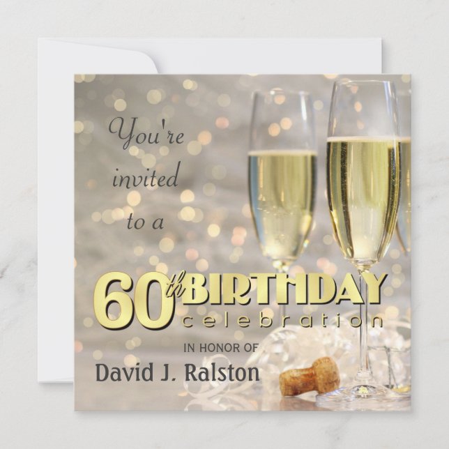 60th Birthday Party  - Personalised Invitations (Front)