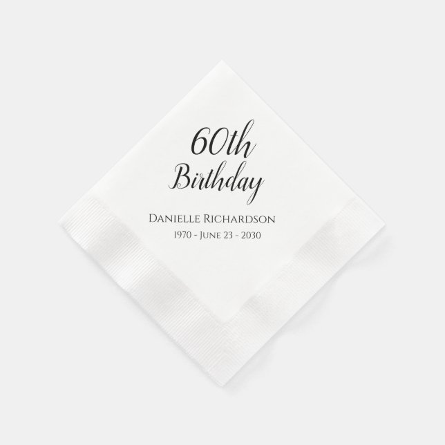 60th Birthday Party Personalised Napkins (Corner)