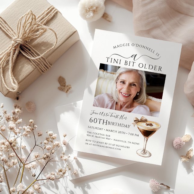 60th Birthday Party Photo  Espresso Martini Invitation (Creator Uploaded)