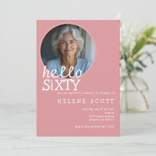  60th Birthday Party Photo Sixty Modern Pink Invitation