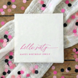 60th Birthday Party Pink Hello 60 Modern Napkin