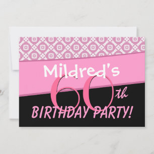 60th Birthday Party Pink Pattern Template