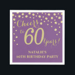 60th Birthday Party Purple and Gold Diamond Napkin<br><div class="desc">60th Birthday Party Invitation with Purple and Gold Glitter Diamond Background. Gold Confetti. Adult Birthday. Man or Woman Birthday. For further customisation,  please click the "Customise it" button and use our design tool to modify this template.</div>