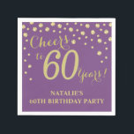 60th Birthday Party Purple and Gold Diamond Napkin<br><div class="desc">60th Birthday Party Invitation with Purple and Gold Glitter Diamond Background. Gold Confetti. Adult Birthday. Man or Woman Birthday. For further customisation,  please click the "Customise it" button and use our design tool to modify this template.</div>