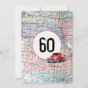 60th Birthday Party Red Retro Truck Invitation