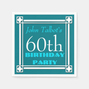 60th birthday Party Retro W Frame paper Napkins