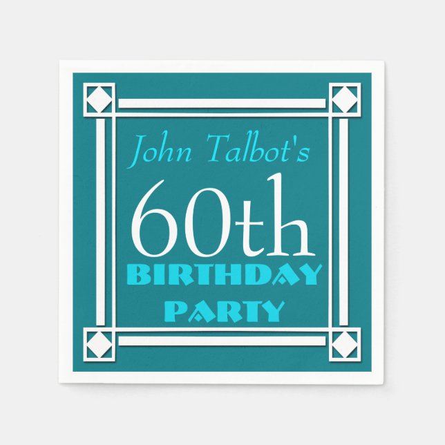 60th birthday Party Retro W Frame paper Napkins (Front)