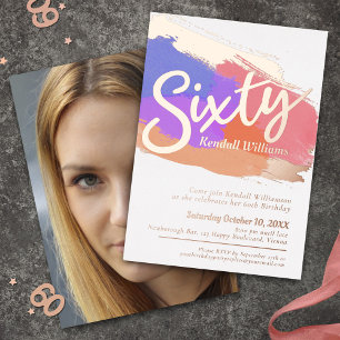60th Birthday party rose gold foil photo abstract