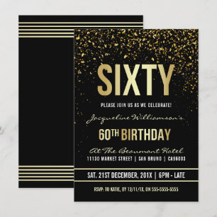 60th Birthday Party   Shimmering Gold Confetti Invitation