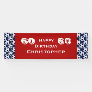 60th Birthday Party Soccer Ball Banner, Adult Banner
