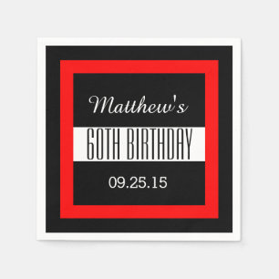 60th Birthday Party Solid Coloured Square Frame Napkin