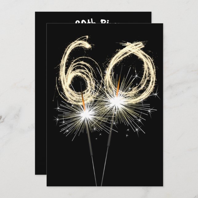 60th Birthday Party Sparkler Invitation (Front/Back)