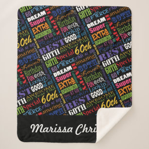 60th Birthday Party Special Personalized Monogram Sherpa Blanket