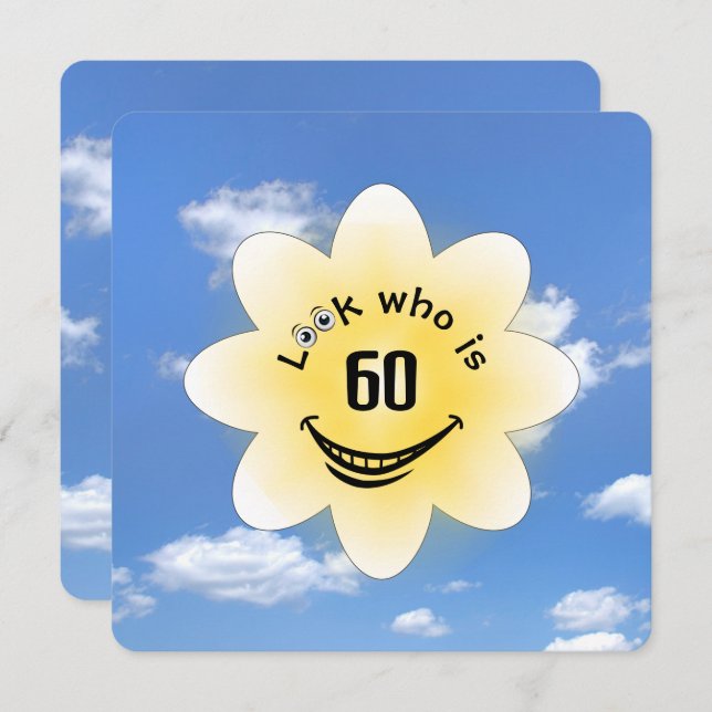60th Birthday Party Summer Sunshine Invitation (Front/Back)