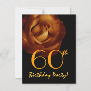 60th Birthday Party Template Gold Rose W428