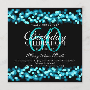 60th Birthday Party Turquoise Hollywood Glam Invitation