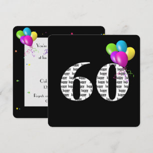 60th Birthday Party with balloon bunch Invitation