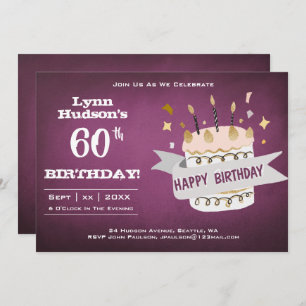 60th Birthday Party With Name Invitation